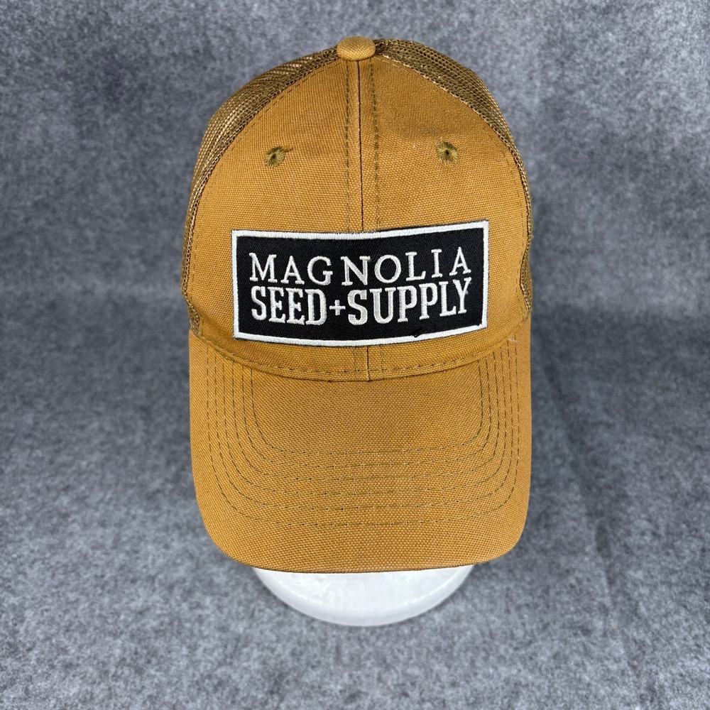 Magnolia Seed + Supply Trucker Hat OSFM Brown Canvas Mesh Back Adjustable Cap